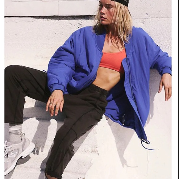 FREE PEOPLE FP Movement - Midnight Moon Solid Bomber Jacket - Picture 3 of 11